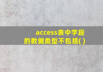 access表中字段的数据类型不包括( )